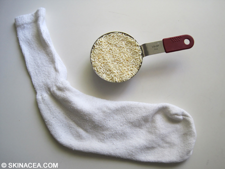 Supplies for making a rice sock warm compress